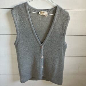 Vintage Betina Originals Soft Gray Button-Front Knit Vest